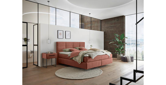 BOXSPRINGBETT 200/200 cm,  in Lachsfarben, Topper, Matratzen, H3 + H3 = fest  - Schwarz/Lachsfarben, Design, Kunststoff/Textil (200/200cm) - Dieter Knoll
