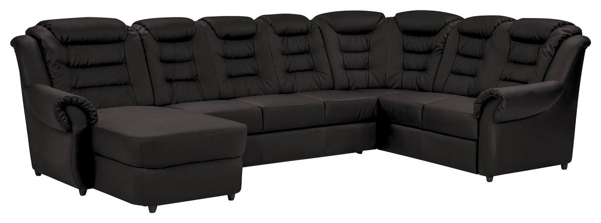 WOHNLANDSCHAFT in Lederlook Schwarz  - Schwarz, Konventionell, Kunststoff/Textil (165/333/216cm) - Livetastic