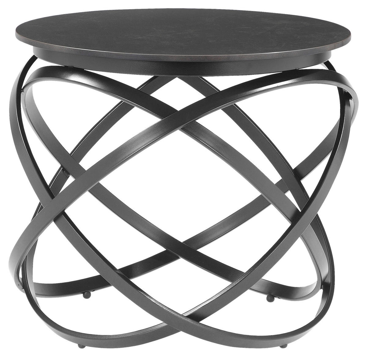 BEISTELLTISCH 55/55/50 cm Grau, Schwarz rund  - Schwarz/Grau, Design, Keramik/Metall (55/55/50cm) - Stylife