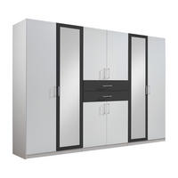 OMARA ZA OBLAČILA, barve grafita, bela  - bela/barve aluminija, Design, umetna masa/steklo (270/210/58cm) - Hom`in