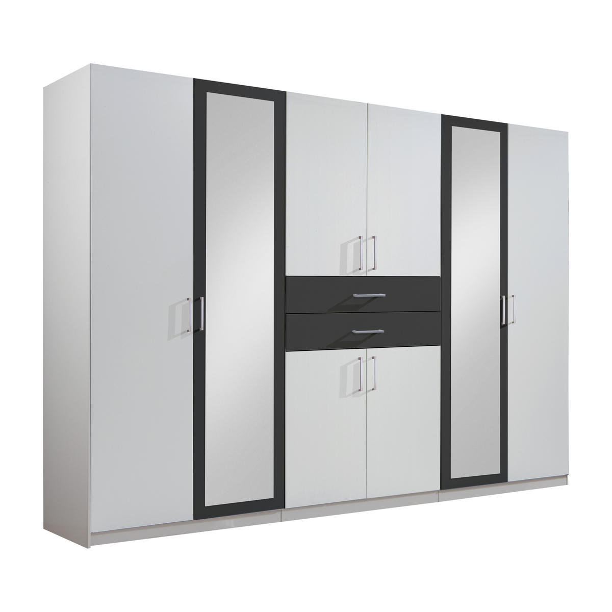 OMARA ZA OBLAČILA, barve grafita, bela  - bela/barve aluminija, Design, umetna masa/steklo (270/210/58cm) - Hom`in