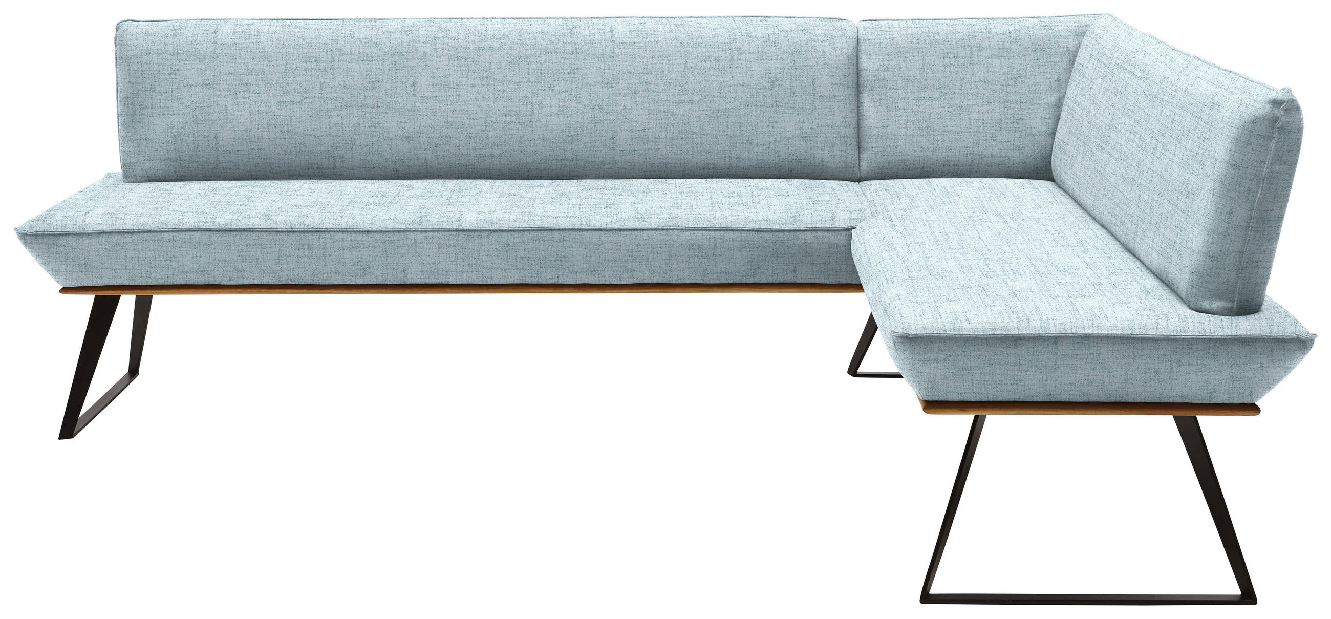 ECKBANK in Holz, Metall, Textil Schwarz, Eichefarben, Hellblau  - Eichefarben/Schwarz, Design, Holz/Textil (243/163cm) - Voleo