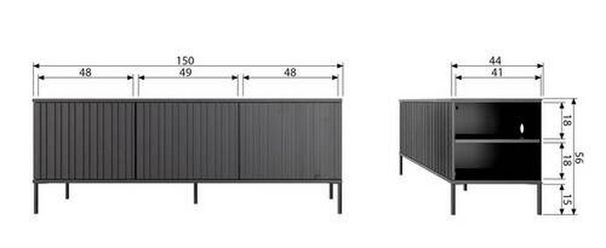 LOWBOARD  in 150/56/44 cm  - Schwarz, Design, Holz/Holzwerkstoff (150/56/44cm) - Ambia Home