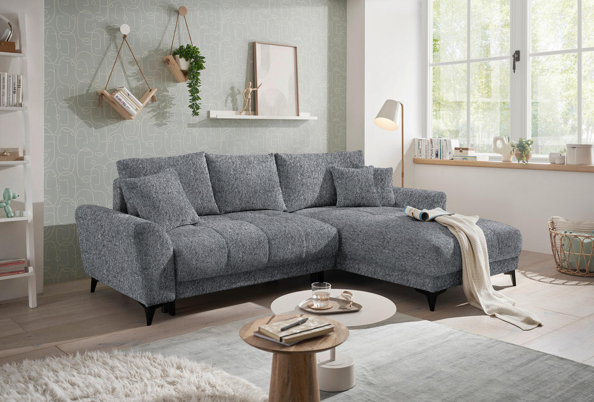 ECKSOFA in Webstoff Anthrazit  - Anthrazit/Schwarz, Modern, Kunststoff/Textil (281/189cm) - Carryhome