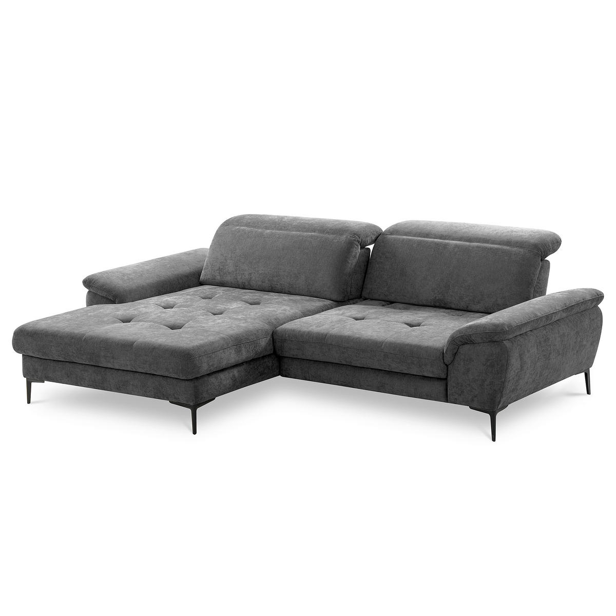 ECKSOFA  Webstoff Schwarz  - Schwarz, Design, Textil/Metall (195/268cm) - Livetastic