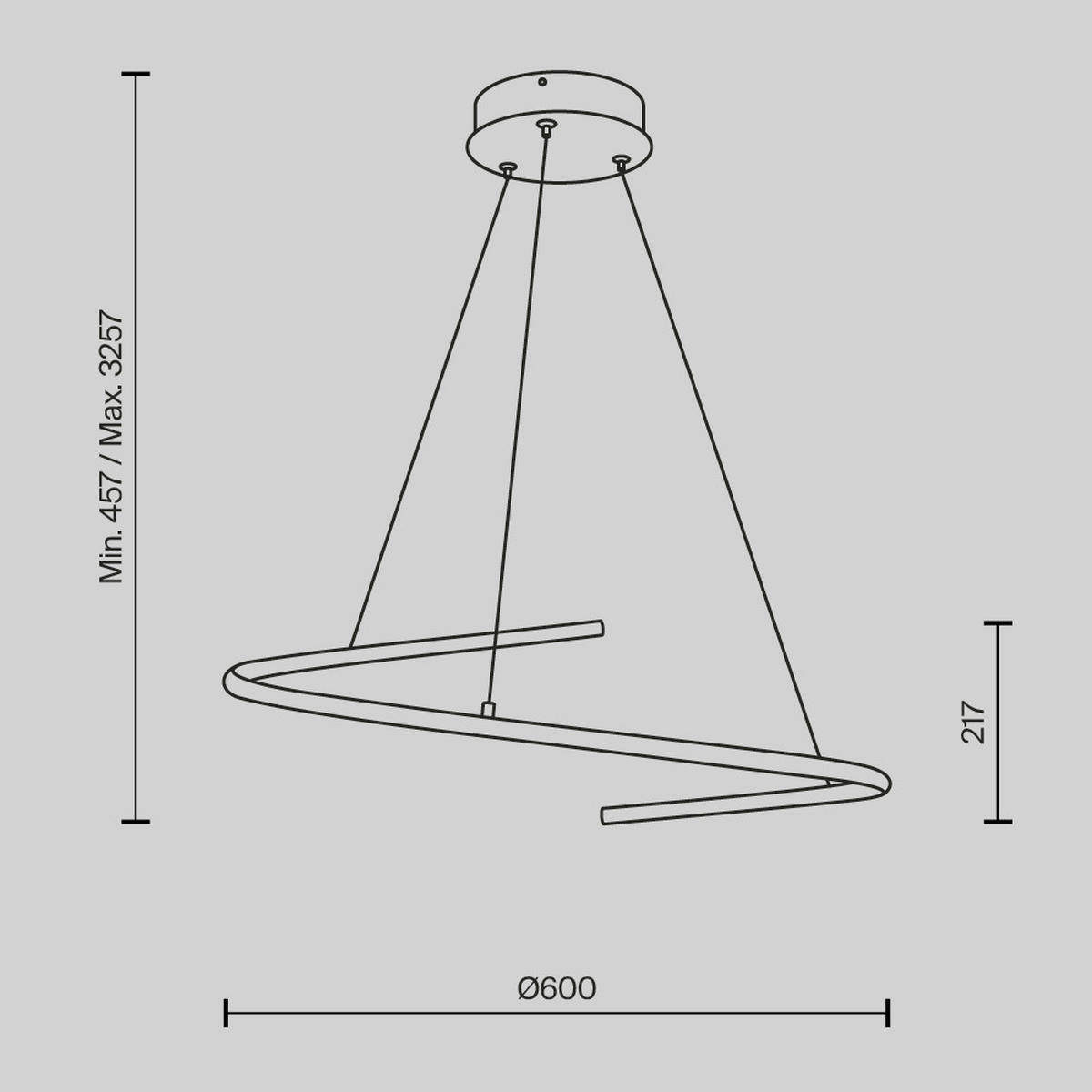 PENDELLAMPA Curve 60/325.7/60 cm  - mässingsfärgad, Design, metall (60/325.7/60cm) - MAYTONI