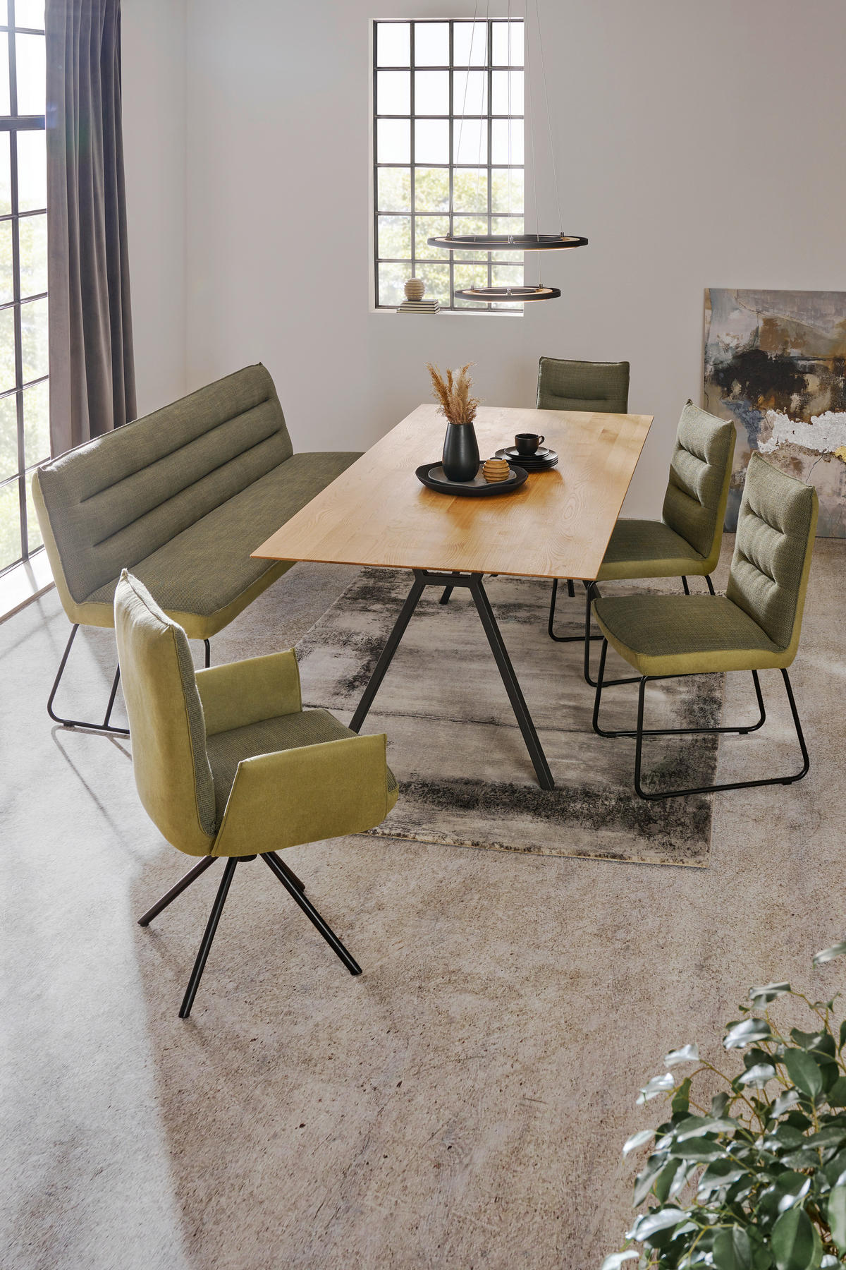 ESSTISCH in Holz, Metall 220/100/77 cm  - Eichefarben/Anthrazit, Design, Holz/Metall (220/100/77cm) - Dieter Knoll