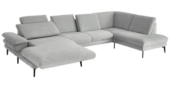 WOHNLANDSCHAFT in Chenille, Flachgewebe Silberfarben - Silberfarben/Schwarz, Design, Textil/Metall (180/344/208cm) - Dieter Knoll