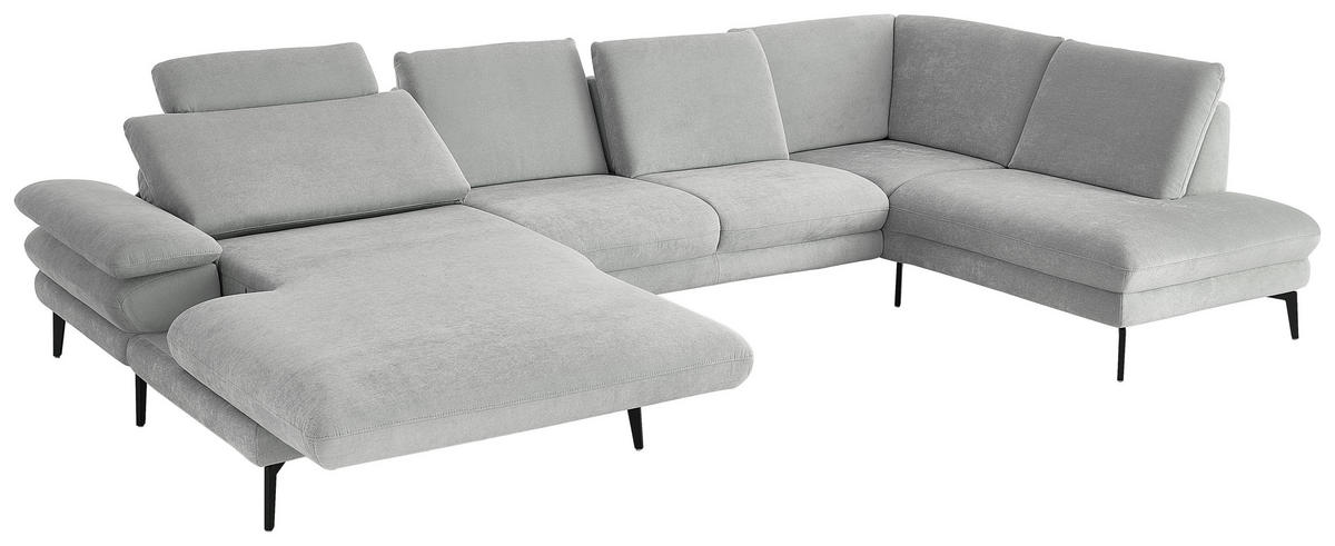 WOHNLANDSCHAFT in Chenille, Flachgewebe Silberfarben  - Silberfarben/Schwarz, Design, Textil/Metall (180/344/208cm) - Dieter Knoll