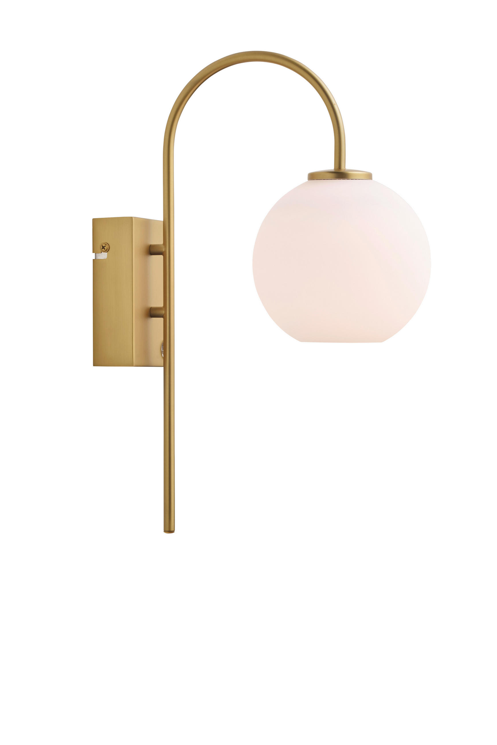 WANDLEUCHTE Ballon 26/14/38 cm   - Messingfarben/Opal, KONVENTIONELL, Glas/Metall (26/14/38cm) - Belid