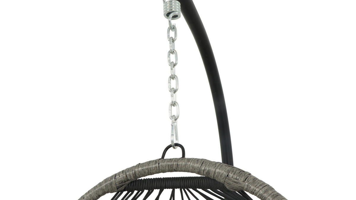 HÄNGESESSEL 100/198/100 cm Eisen  - Schwarz/Grau, Design, Kunststoff/Textil (100/198/100cm) - Ambia Garden