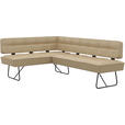 ECKBANK 165/227 cm  in Beige  - Beige/Schwarz, Design, Leder/Metall (165/227cm) - Moderano