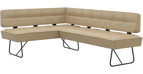 ECKBANK 165/227 cm  in Beige  - Beige/Schwarz, Design, Leder/Metall (165/227cm) - Moderano