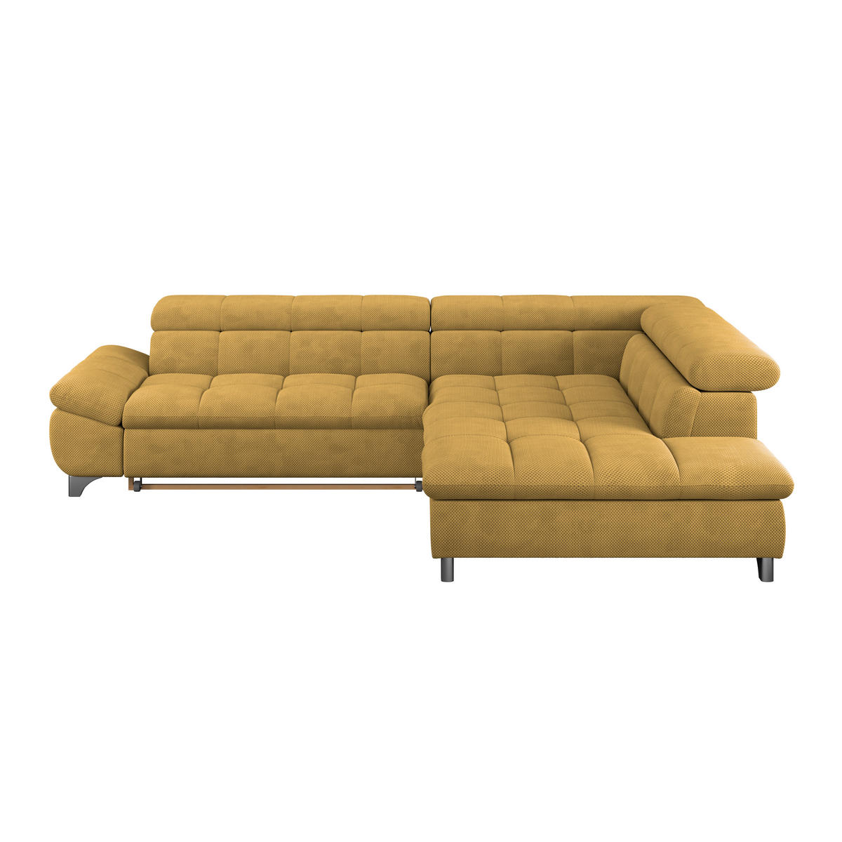 ECKSOFA Senfgelb Chenille  - Chromfarben/Senfgelb, KONVENTIONELL, Textil/Metall (312/234cm) - Livetastic