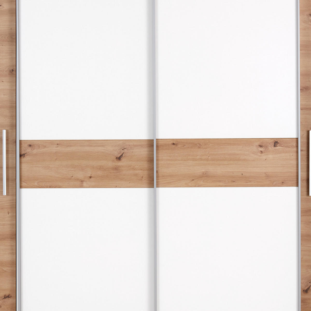 DREHTÜRENSCHRANK 215/215/62 cm 4-türig Weiß, Eiche Artisan  - Chromfarben/Weiß, KONVENTIONELL, Holzwerkstoff (215/215/62cm)