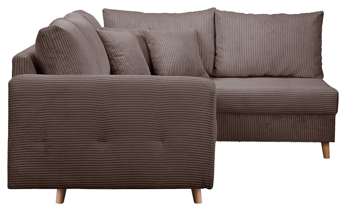 ECKSOFA inkl. Hocker Ariella Braun Cord  - Naturfarben/Braun, Design, Holz/Textil (231/161cm) - Livetastic