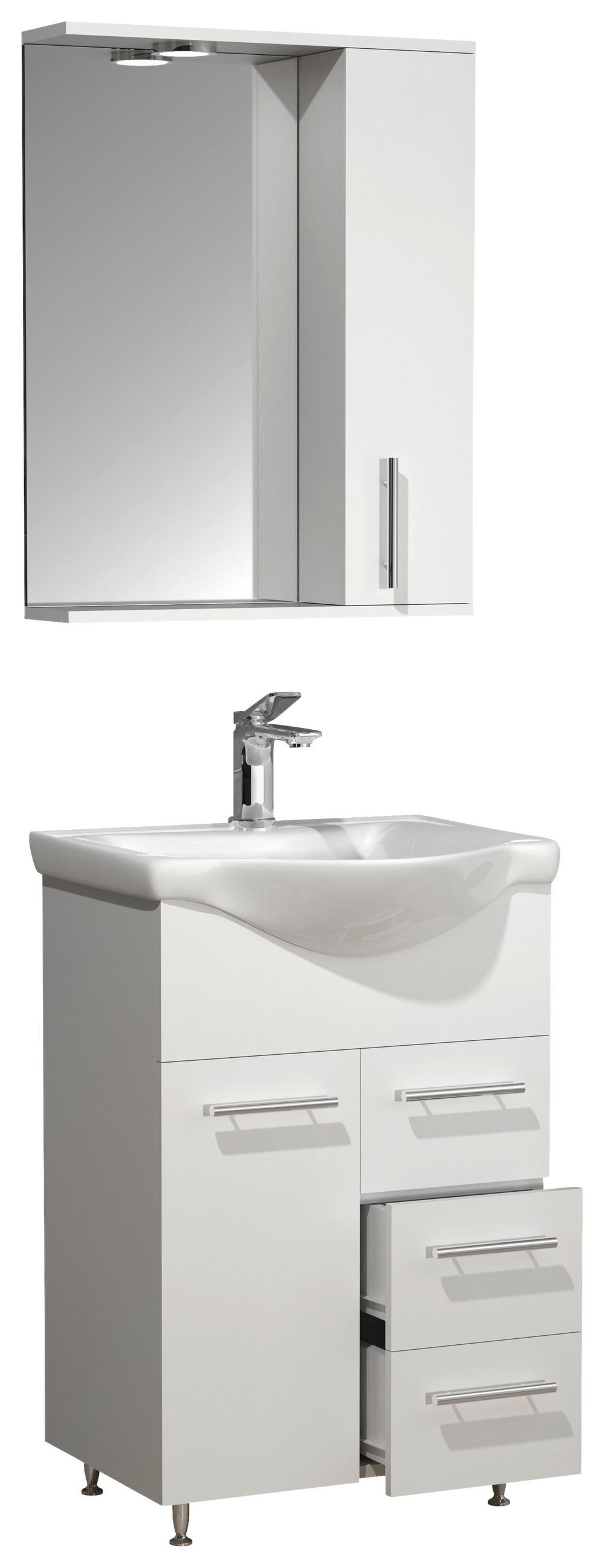 BADEZIMMER 3-teilig  in 55 cm  - Silberfarben/Weiß, MODERN, Glas/Keramik (55cm) - MID.YOU