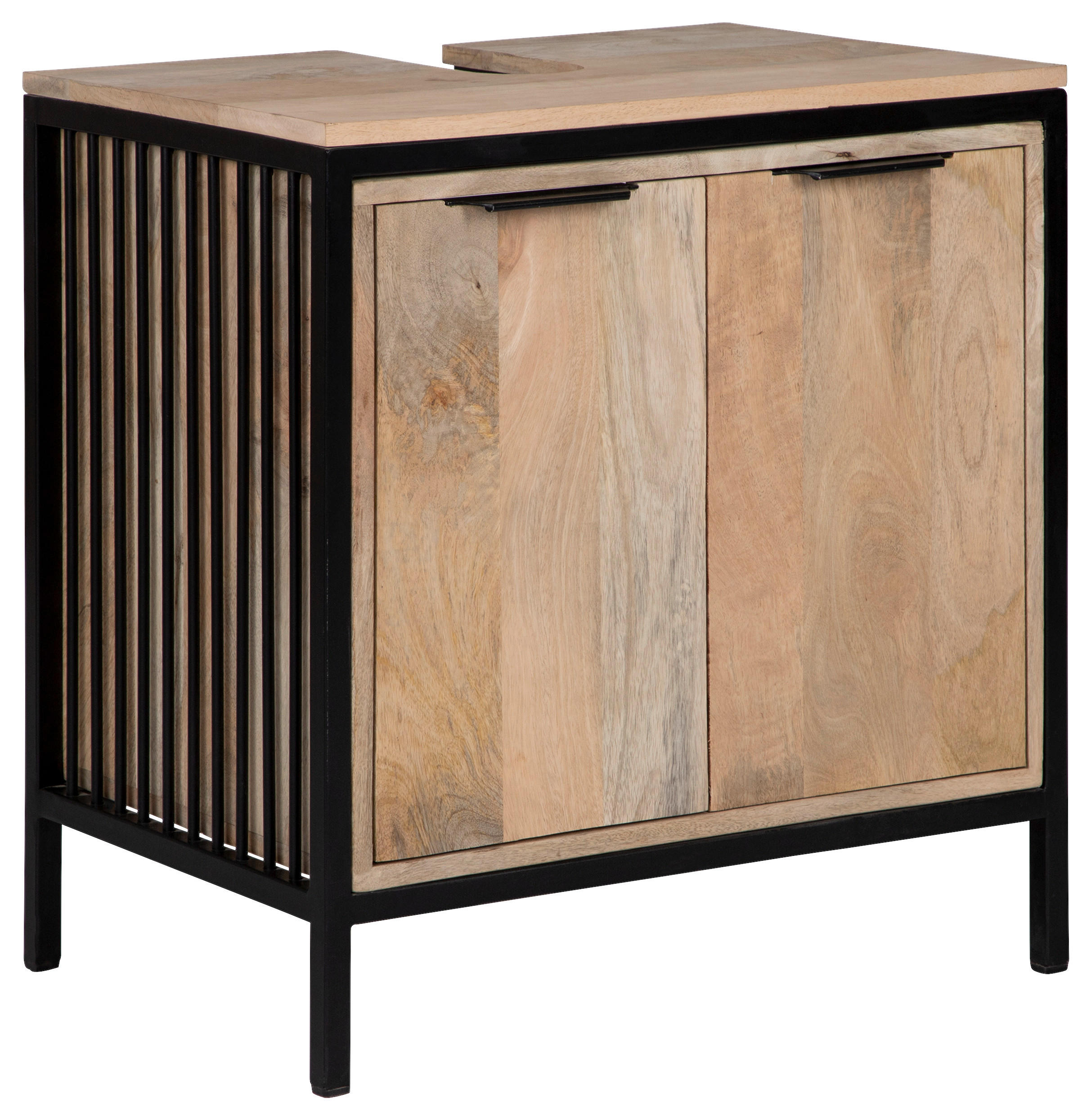 WASCHBECKENUNTERSCHRANK 60/63/40 cm  - Schwarz/Naturfarben, MODERN, Holz/Metall (60/63/40cm) - Livetastic