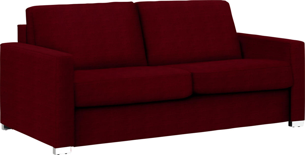 SCHLAFSOFA in Textil Dunkelrot  - Chromfarben/Dunkelrot, Konventionell, Textil/Metall (188/86/97cm) - Novel