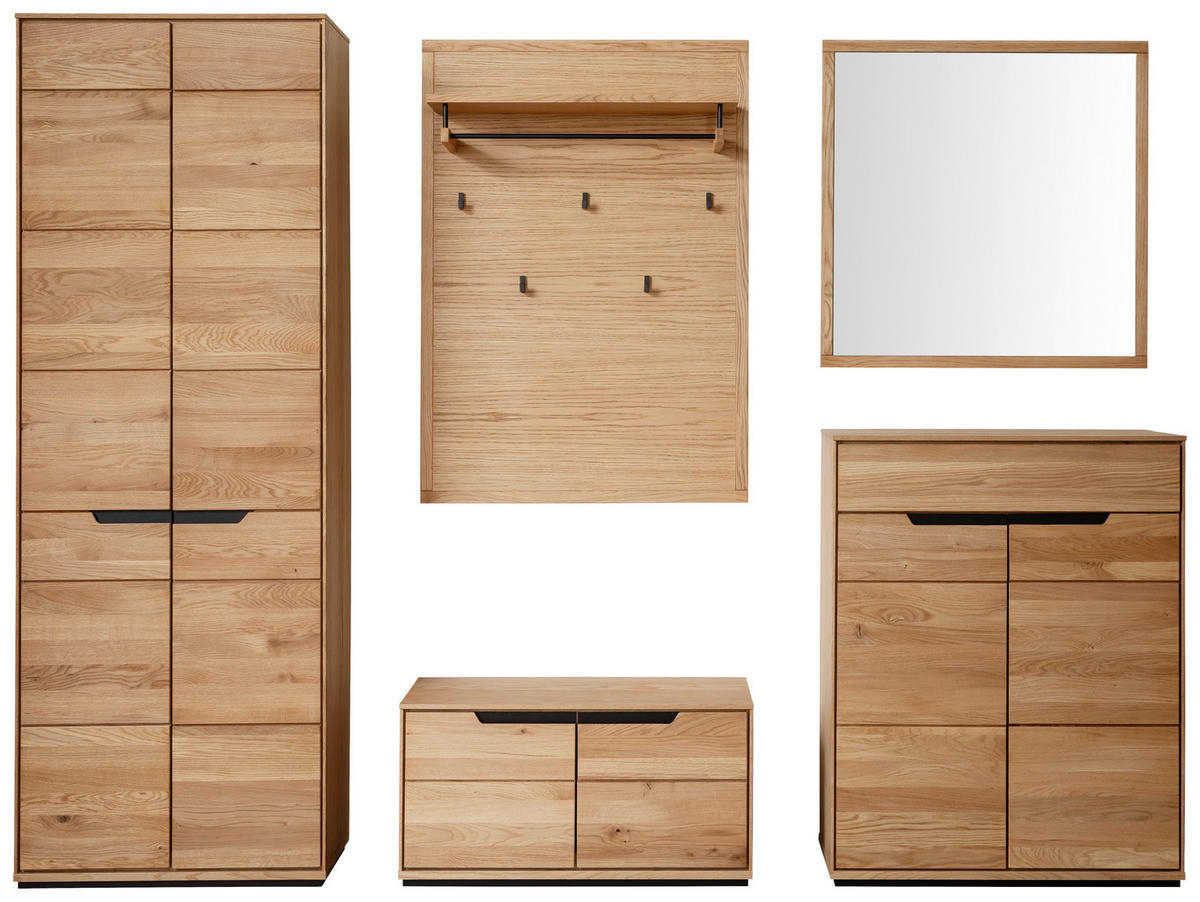 GARDEROBE 5-teilig  in 267/195/41 cm  - Wildeiche, Natur, Glas/Holz (267/195/41cm) - Linea Natura