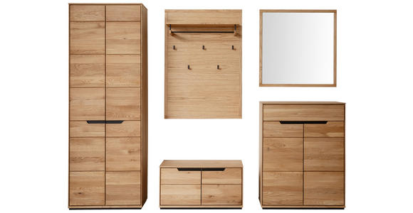 GARDEROBE 5-teilig  in 267/195/41 cm  - Wildeiche, Natur, Glas/Holz (267/195/41cm) - Linea Natura