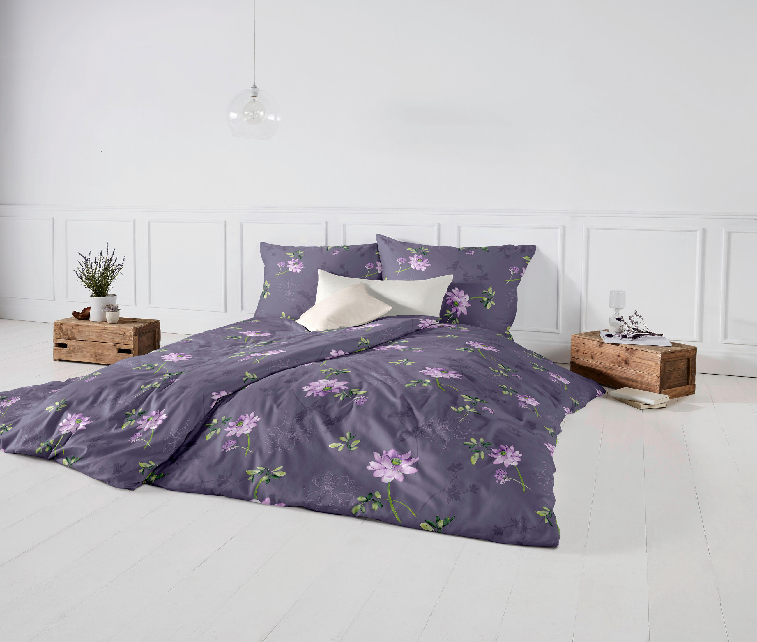 BETTWÄSCHE Makosatin 140/200 cm  - Lila/Mauve, Basics, Textil (140/200cm) - Fleuresse
