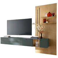 WOHNWAND  in Grün, Wildeiche  270/224/43 cm  - Wildeiche/Anthrazit, Design, Glas/Holz (270/224/43cm) - Venjakob