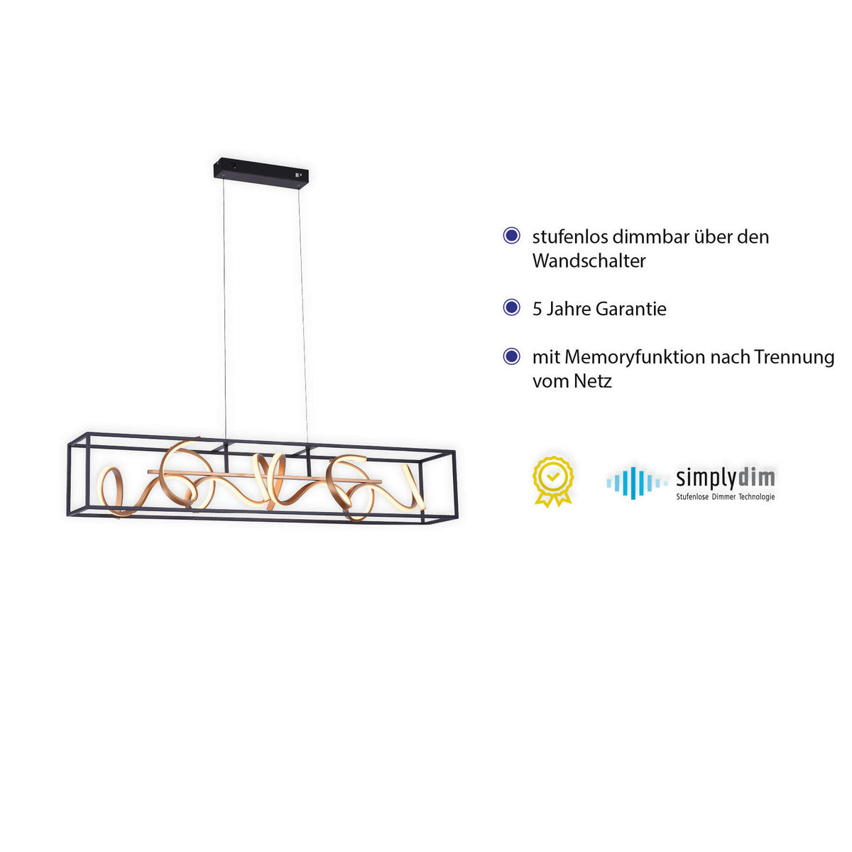 LED-HÄNGELEUCHTE Selina 114,5/25/25 cm   - Schwarz, Design, Kunststoff/Metall (114,5/25/25cm) - Paul Neuhaus