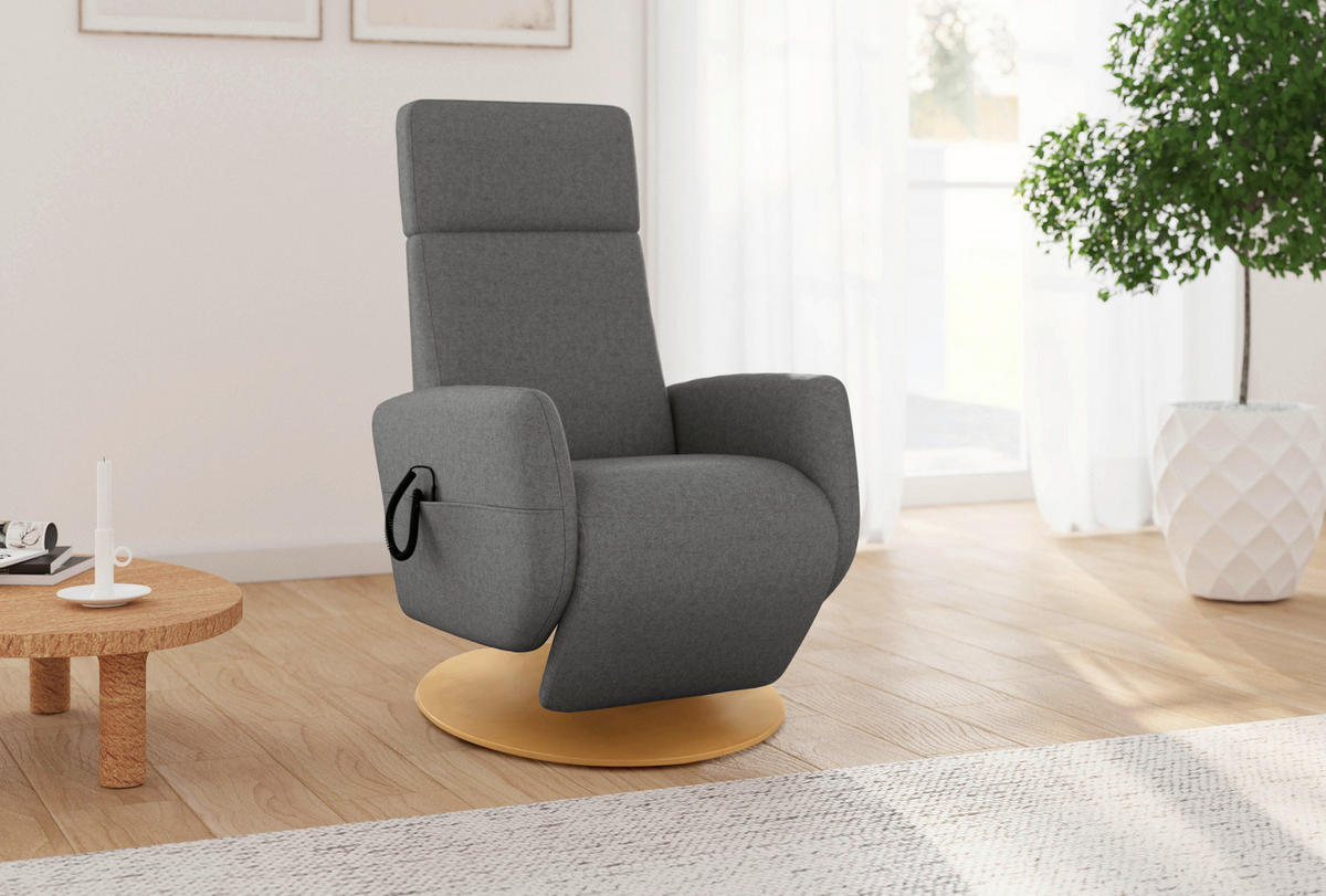 RELAXSESSEL in Textil Dunkelgrau  - Eichefarben/Dunkelgrau, KONVENTIONELL, Holz/Textil (71/110/82cm) - Sit & More