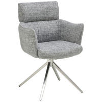 ARMLEHNSTUHL  in Edelstahl Mikrofaser  - Edelstahlfarben/Grau, KONVENTIONELL, Textil/Metall (61/89/63cm) - Livetastic