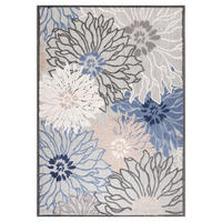 TEPIH ZA UNUTAR./VANJ. UPORAB 80/150 cm   plava, siva  Floral  - siva/plava, Lifestyle, tekstil/plastika (80/150cm)