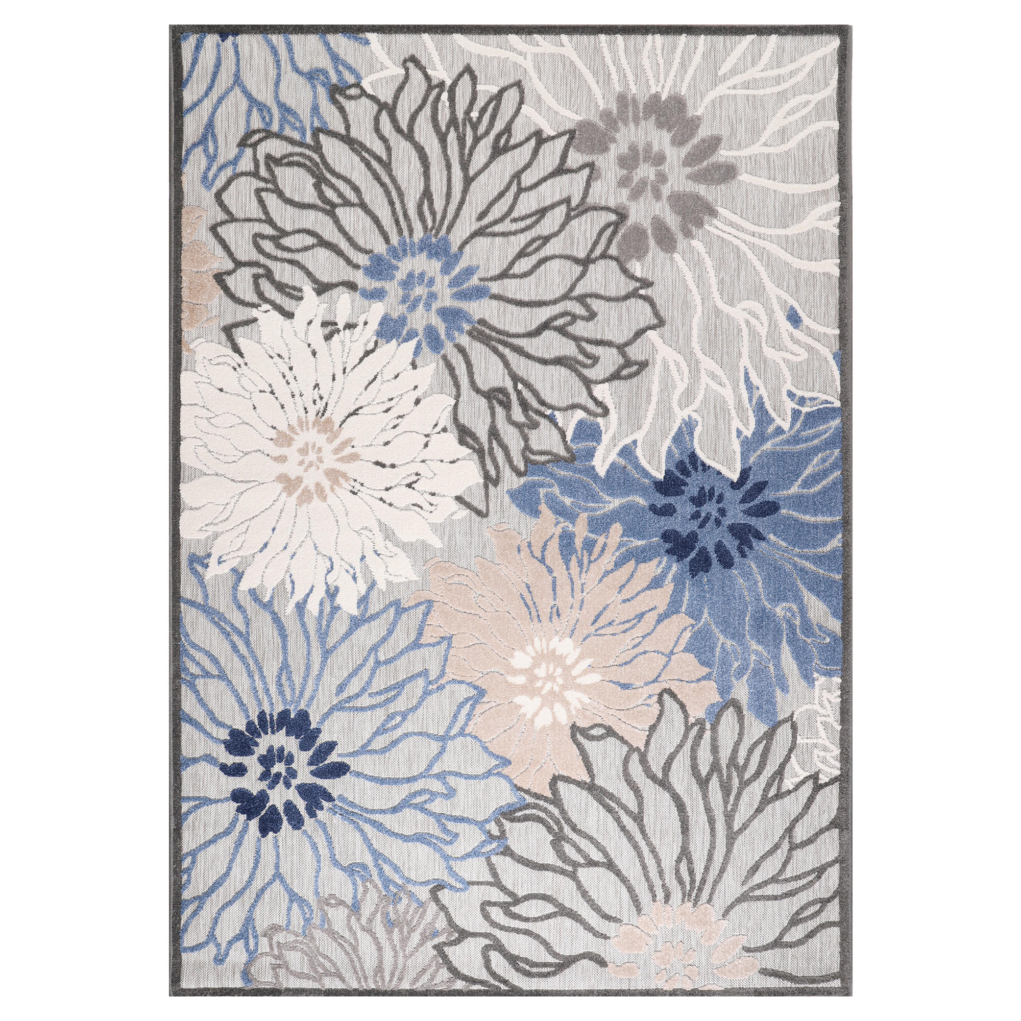 Novel Outdoorteppich Floral Grau, Blau 60x110 cm
