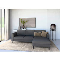 ECKSCHLAFSOFA  mit Bettkasten erhältlich, Sitzqualitäten, Schlafen auf Sitzhöhe, Bettfunktion erhältlich, Rücken echt, Armteil links, Armteil rechts Struktur Anthrazit  - Anthrazit/Schwarz, MODERN, Textil/Metall (232/161cm) - Trendmanufaktur