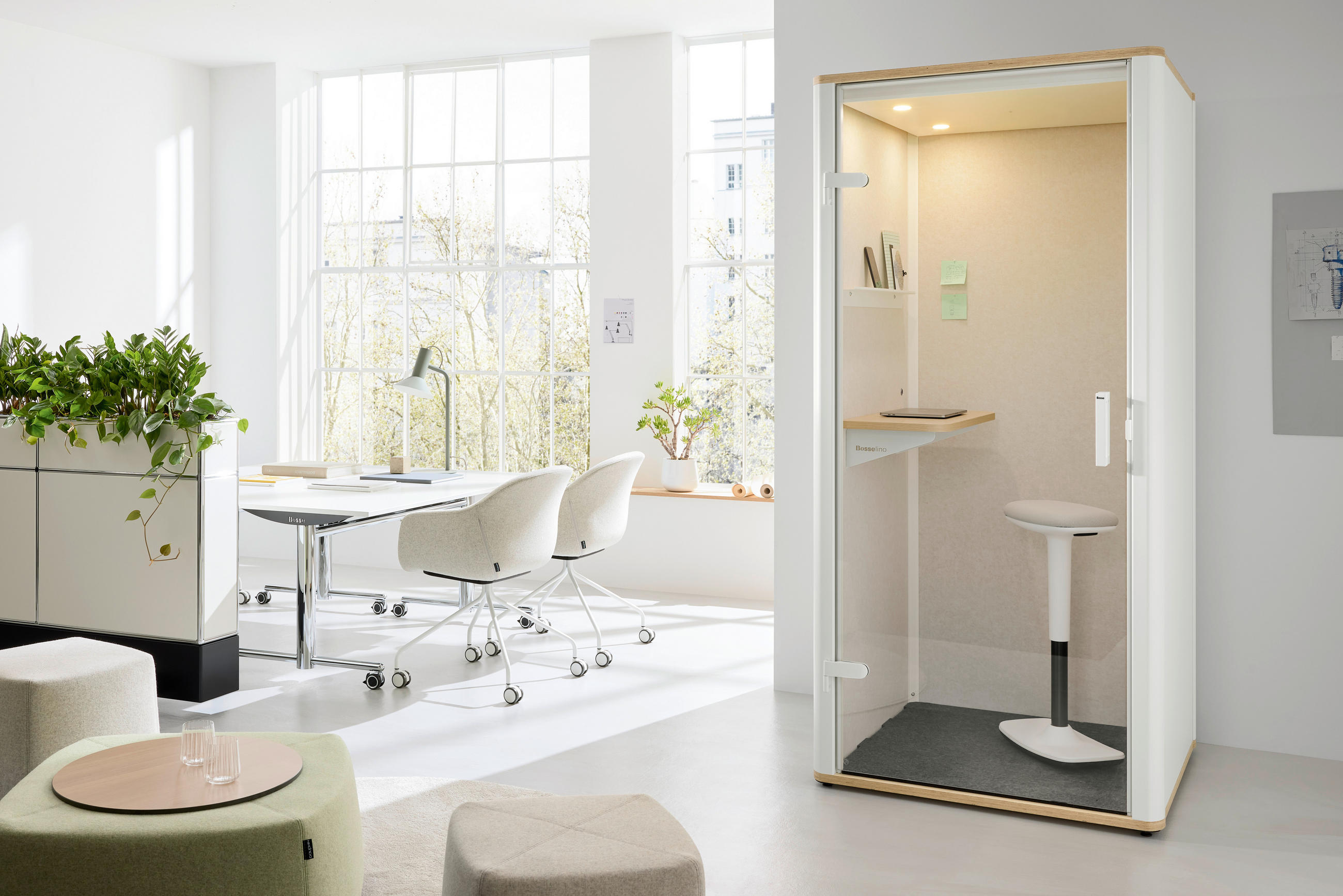 TELEFONBOX BOSSELINO UNO - Weiß, MODERN, Glas/Holzwerkstoff (100,2/215,5/99,4cm) - Bosse
