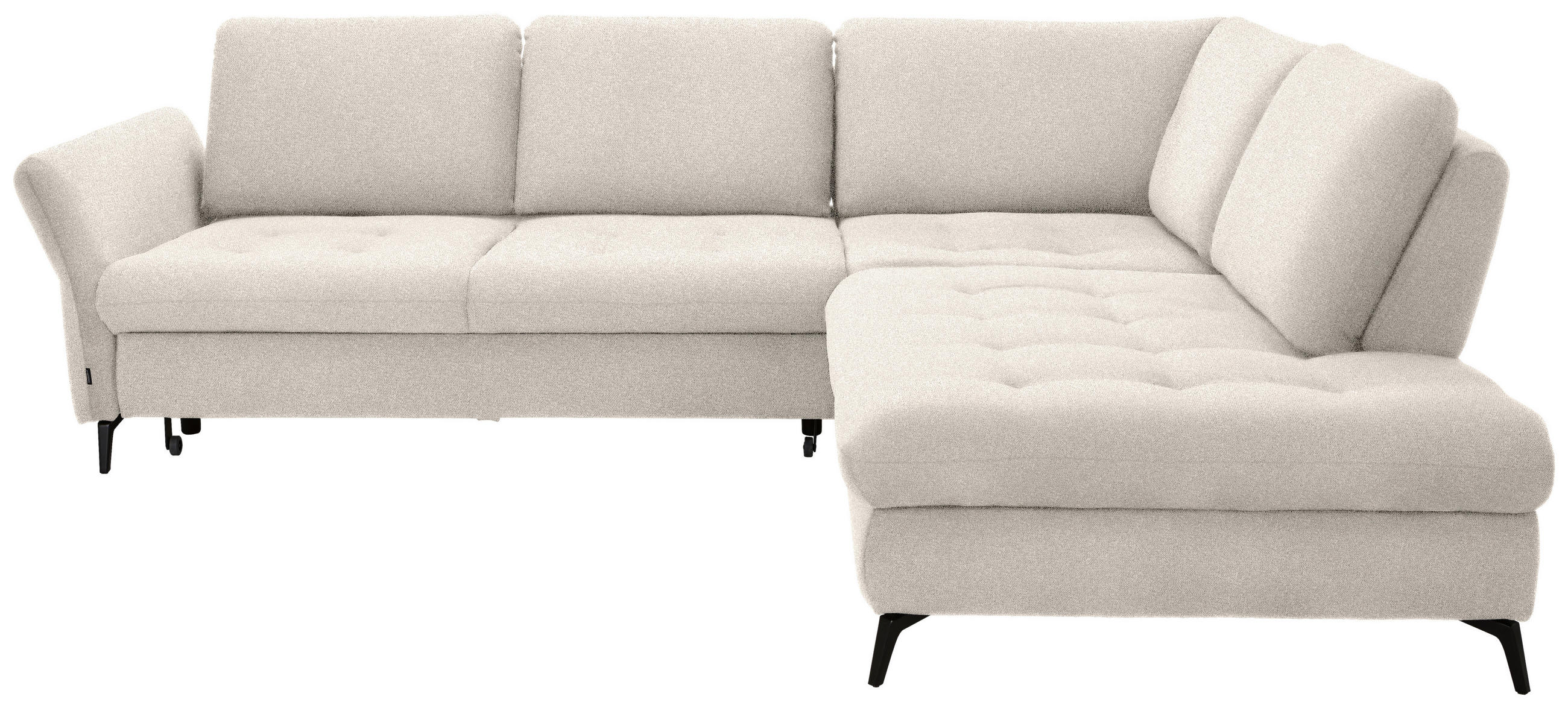 ECKSOFA Creme Bouclé  - Creme/Schwarz, Natur, Textil/Metall (288/233cm) - Valnatura
