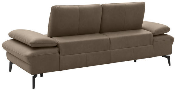 2,5-SITZER in Leder Graubraun - Graubraun/Schwarz, Design, Leder/Metall (212/86/94cm) - Dieter Knoll