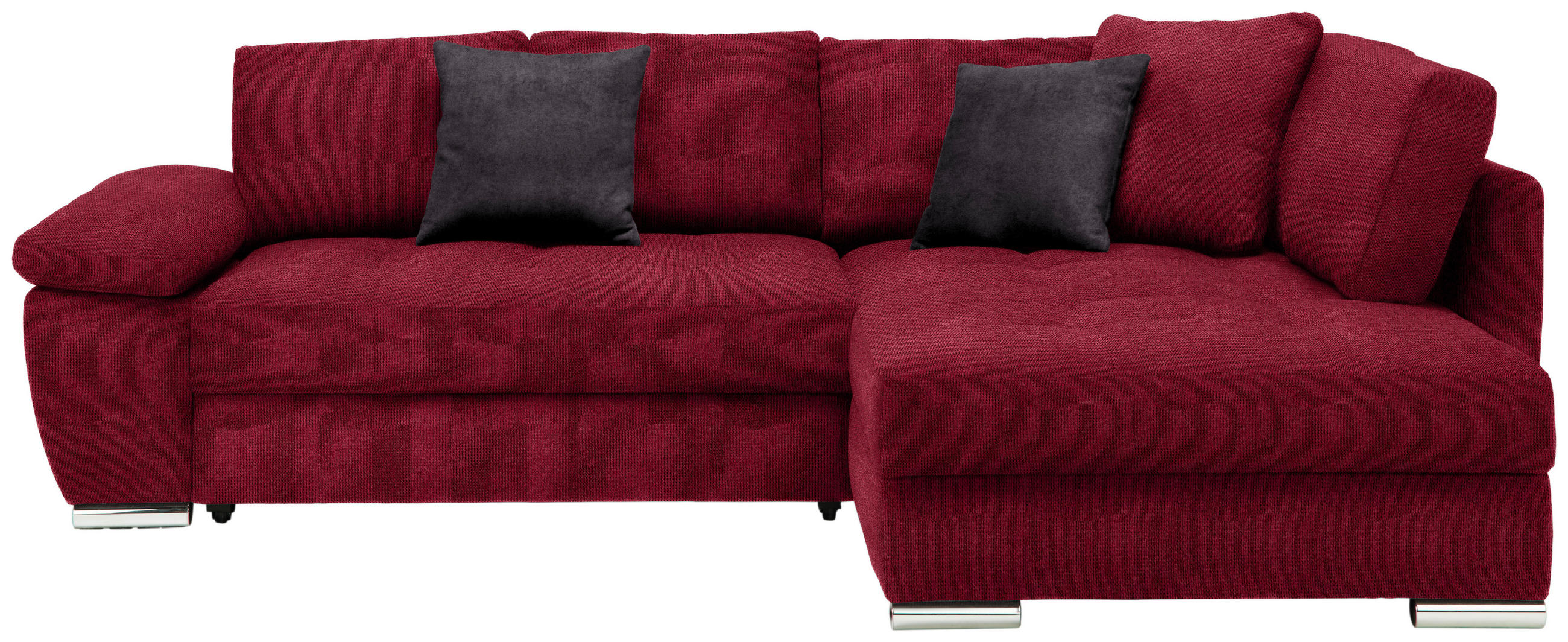 ECKSOFA in Webstoff Rot  276/212 cm  - Chromfarben/Dunkelgrau, Design, Kunststoff/Textil (276/212cm) - Carryhome