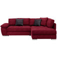 ECKSOFA in Webstoff Rot  276/212 cm  - Chromfarben/Dunkelgrau, Design, Kunststoff/Textil (276/212cm) - Carryhome