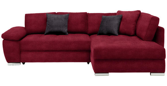 ECKSOFA in Webstoff Rot  276/212 cm  - Chromfarben/Dunkelgrau, Design, Kunststoff/Textil (276/212cm) - Carryhome