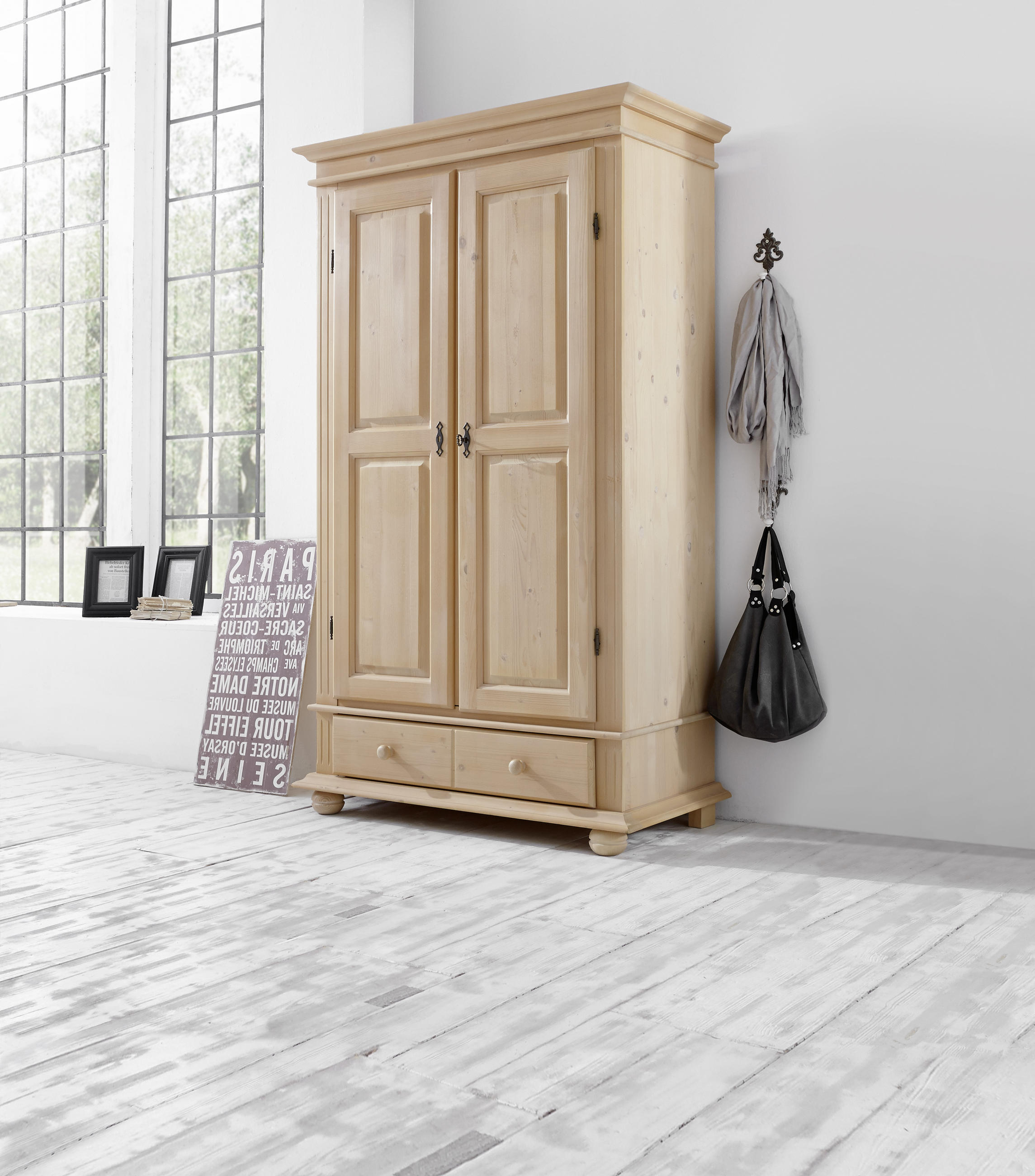 GARDEROBENSCHRANK 110/192/58 cm  - Fichtefarben/Schwarz, LIFESTYLE, Holz/Metall (110/192/58cm) - Landscape