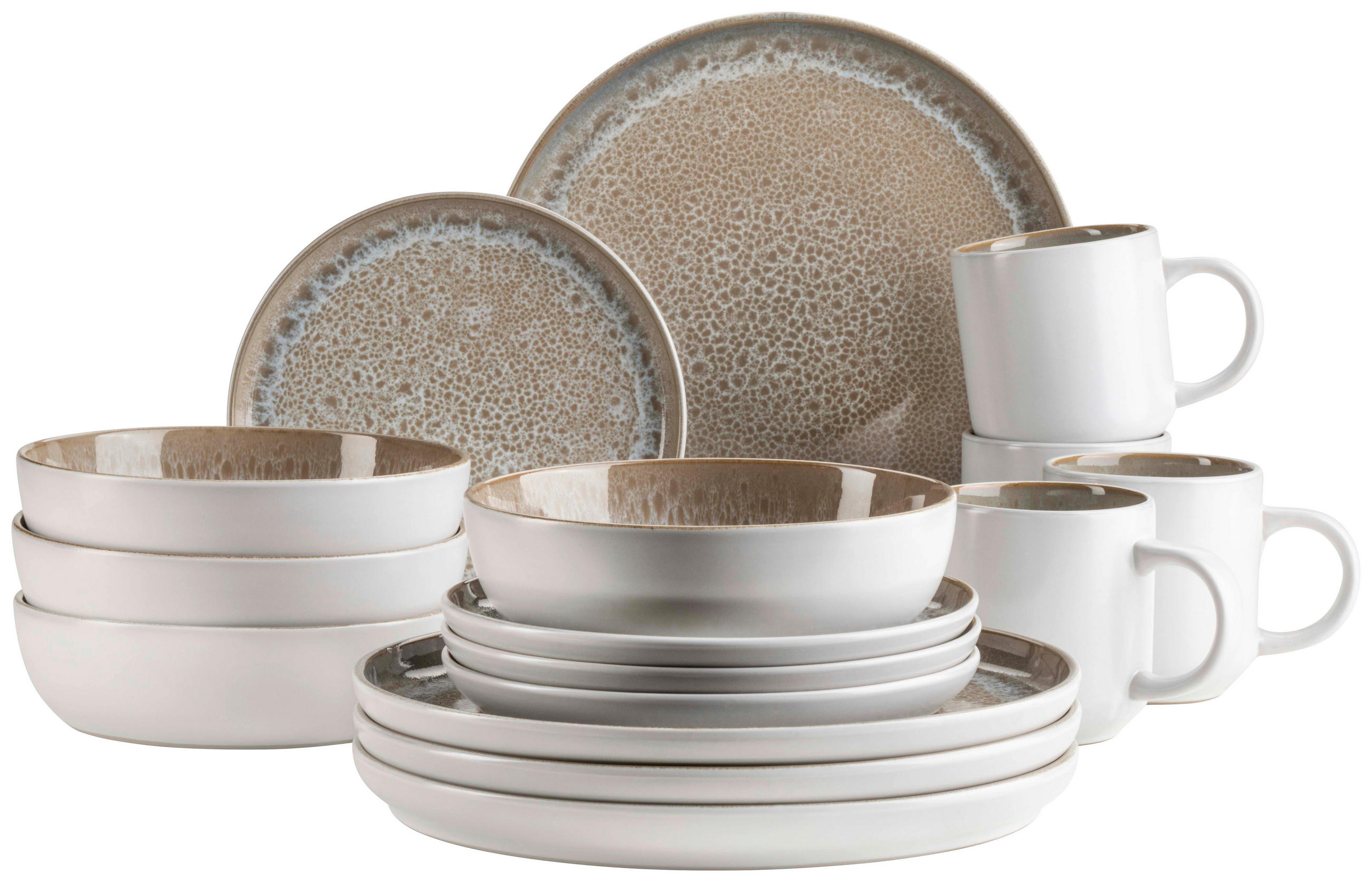 KOMBISERVICE 16-teilig 4 Personen Beige MALEA  - Beige, Basics, Keramik - Mäser