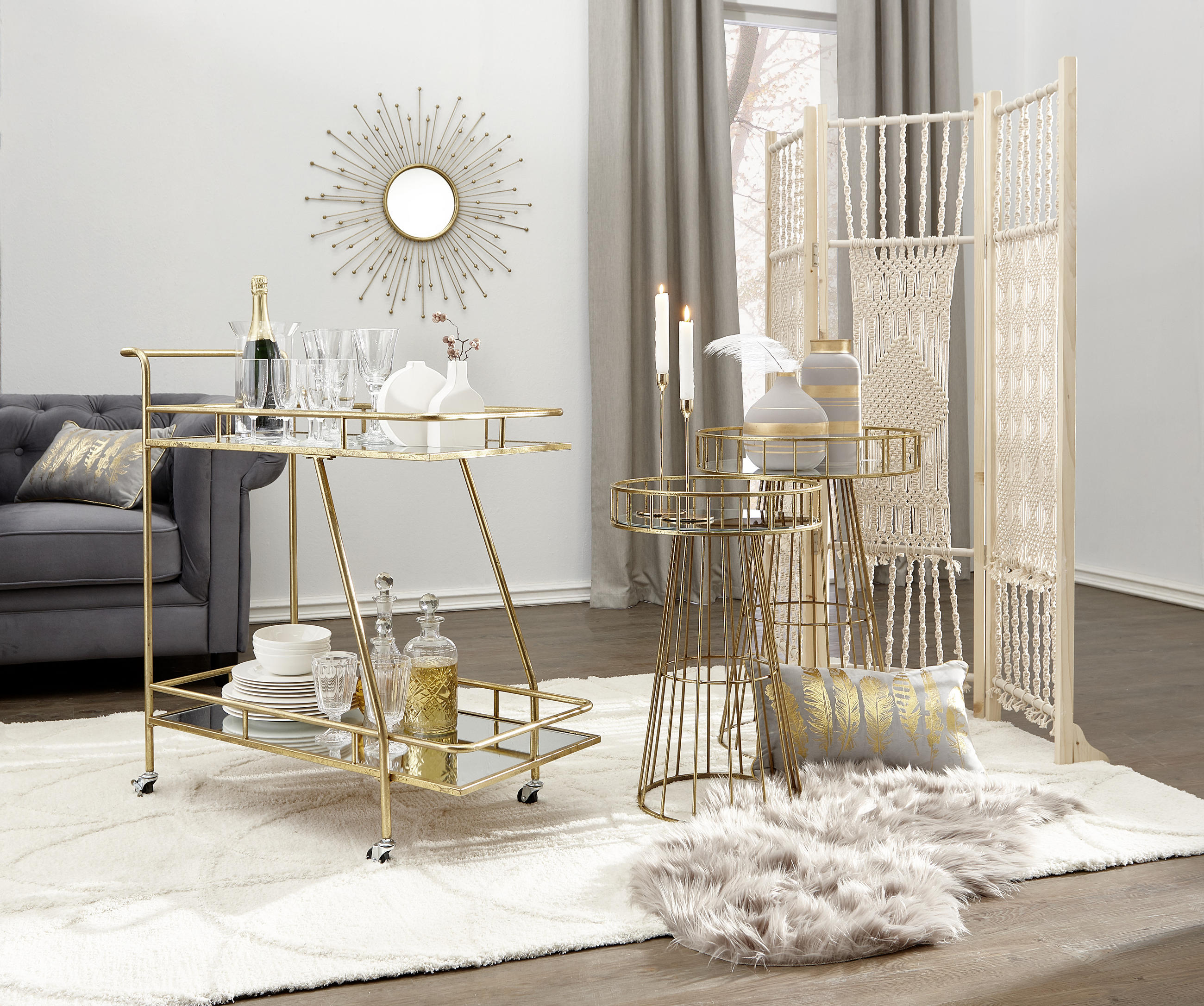 WANDSPIEGEL 81/81/10 cm    in rund  - Goldfarben, Glas/Metall (81/81/10cm) - Ambia Home