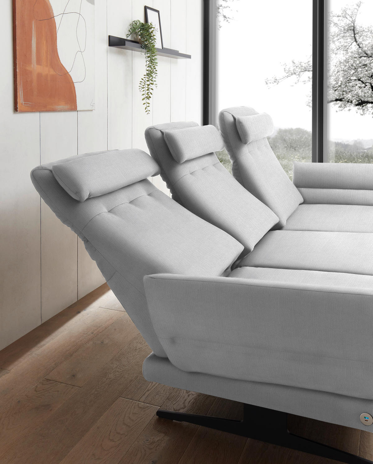 ECKSOFA in Flachgewebe Creme  279-327/176-217 cm  - Creme/Schwarz, Design, Textil/Metall (279-327/176-217cm) - Dieter Knoll