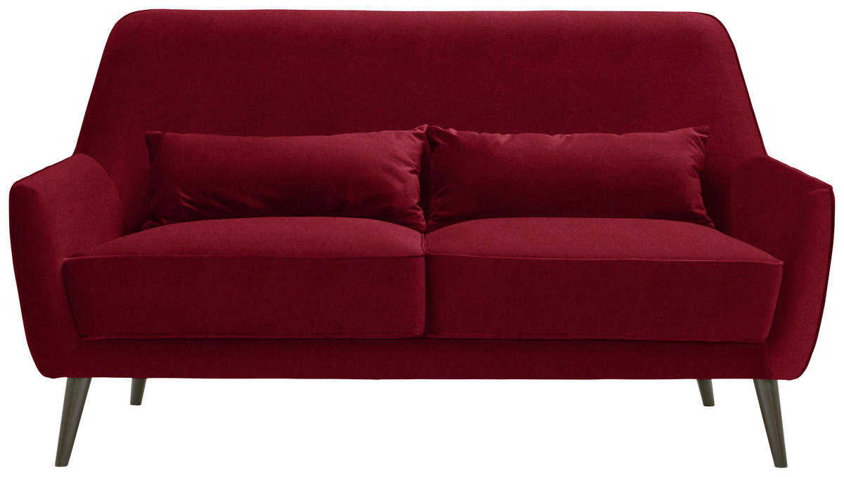 3-SITZER-SOFA  in Mikrofaser Rot  - Rot/Schwarz, Trend, Holz/Textil (160/86/80cm) - Carryhome