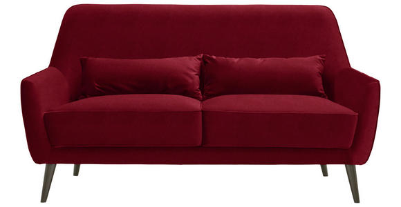 3-SITZER-SOFA  in Mikrofaser Rot  - Rot/Schwarz, Trend, Holz/Textil (160/86/80cm) - Carryhome