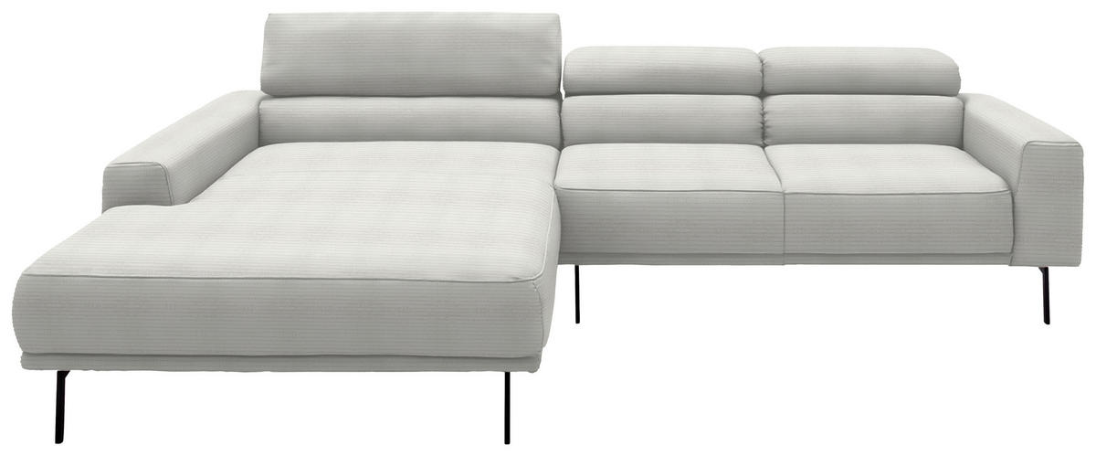 ECKSOFA Cord Weiss  - Weiss/Schwarz, Design, Textil/Metall (215-217/293cm) - Schöner Wohnen
