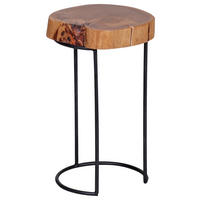 BEISTELLTISCH 28/28/45 cm Akazie massiv Akaziefarben rund  - Schwarz/Akaziefarben, Design, Holz/Metall (28/28/45cm) - MID.YOU