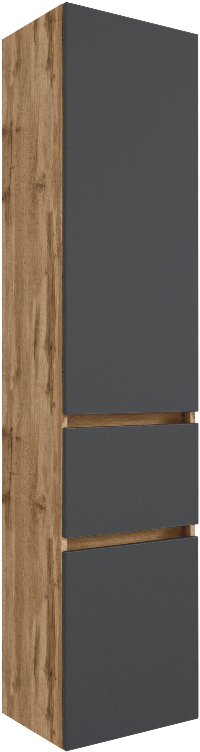 HOCHSCHRANK 40/180/35 cm  - Eiche Wotan/Silberfarben, Design, Holzwerkstoff/Kunststoff (40/180/35cm) - Held