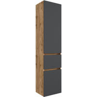 HOCHSCHRANK 40/180/35 cm  - Eiche Wotan/Silberfarben, Design, Holzwerkstoff/Kunststoff (40/180/35cm) - Held