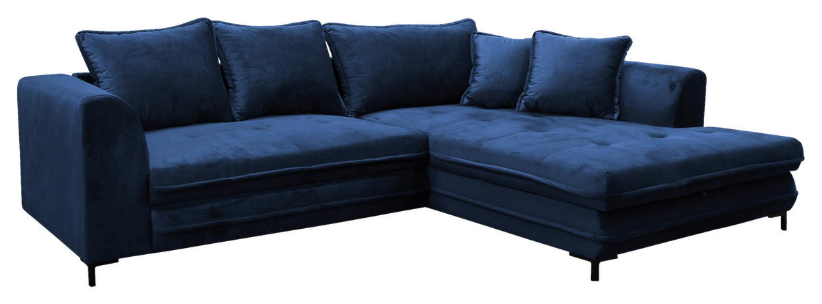 ECKSOFA Royalblau Velours  - Blau/Royalblau, Design, Textil/Metall (277/187cm) - Livetastic